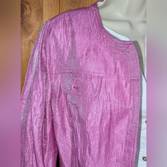 Ruby Rd. Pink Metallic Jacket‎ - Picture 2 of 9
